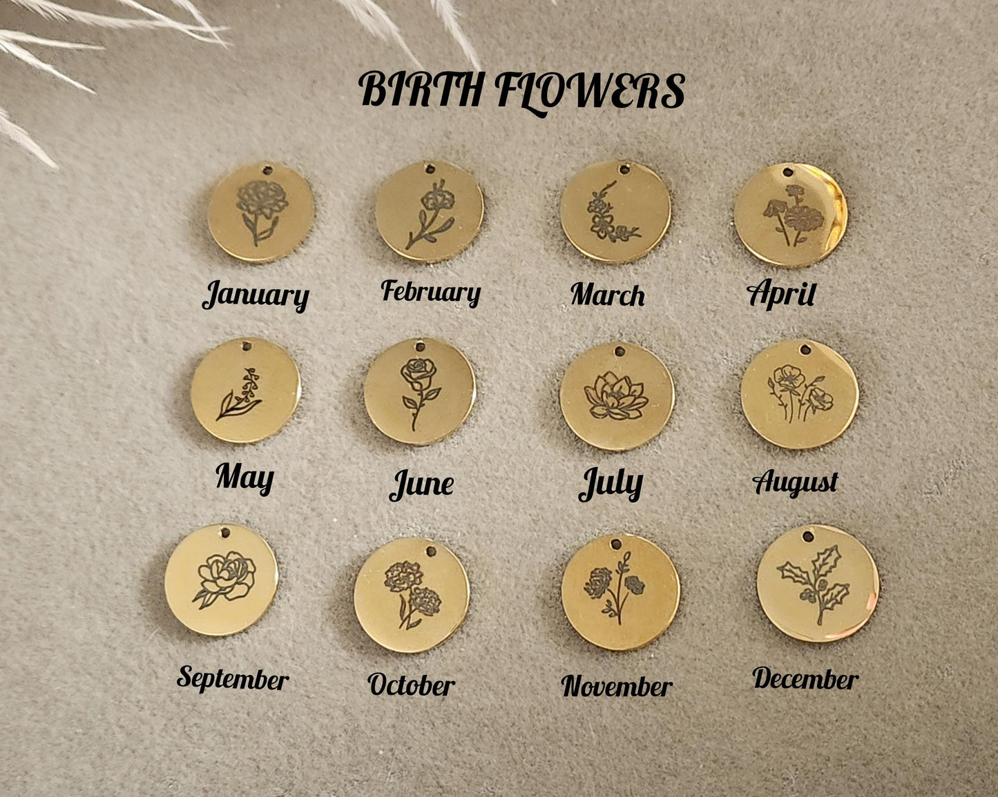 Custom Gold Filled -Silver Logo ,Name,Birthmonth Flower Engraved Bracelet with Birthstone , WATERPROOF, Birthday Gift.