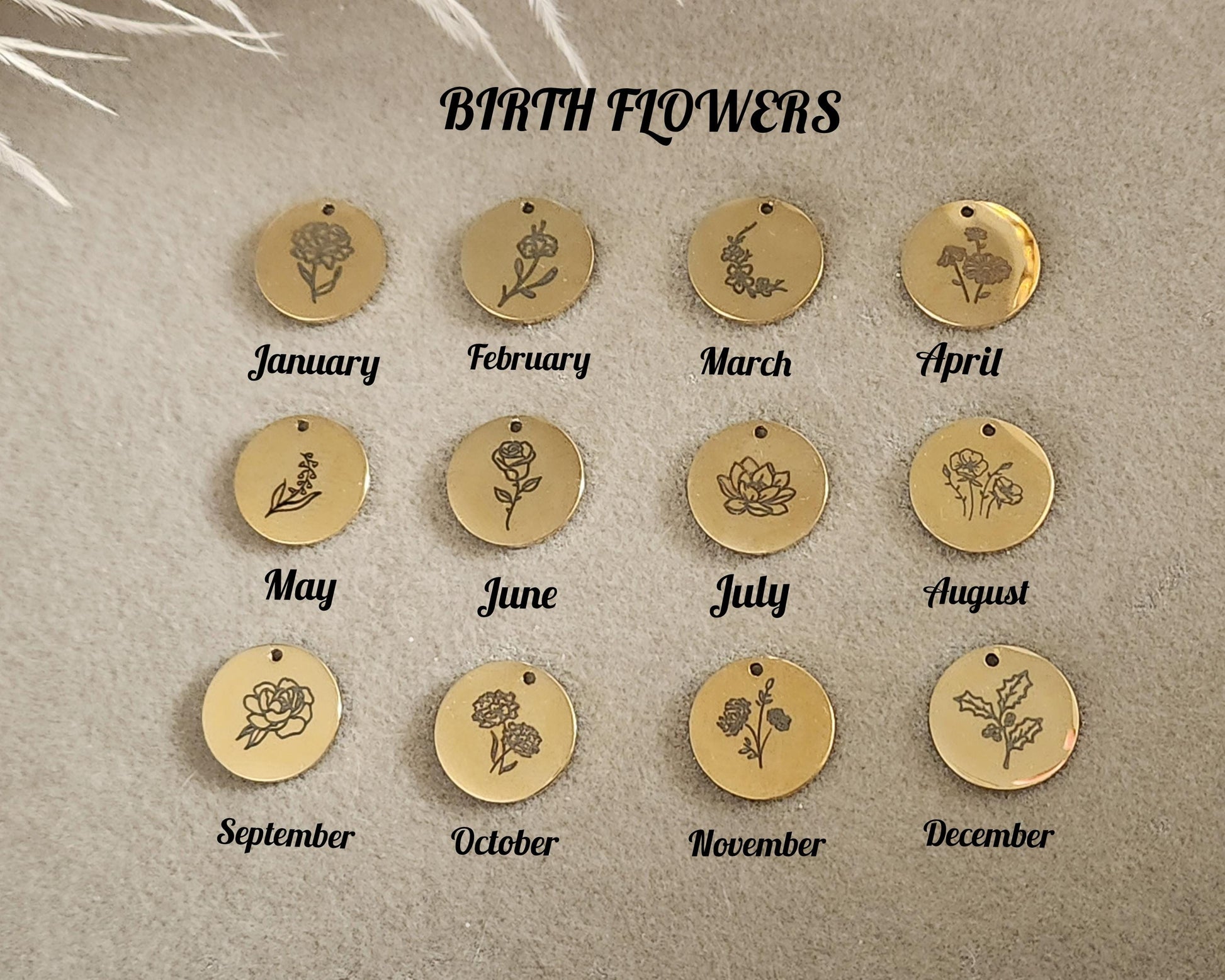 Custom Gold Filled -Silver Logo ,Name,Birthmonth Flower Engraved Bracelet with Birthstone , WATERPROOF, Birthday Gift.