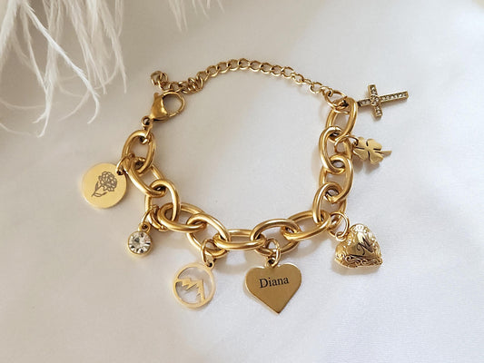 Custom Engraved Bracelet,Build Your Own Custom Charm Bracelet , Name Bracelet, Friendship Bracelet.