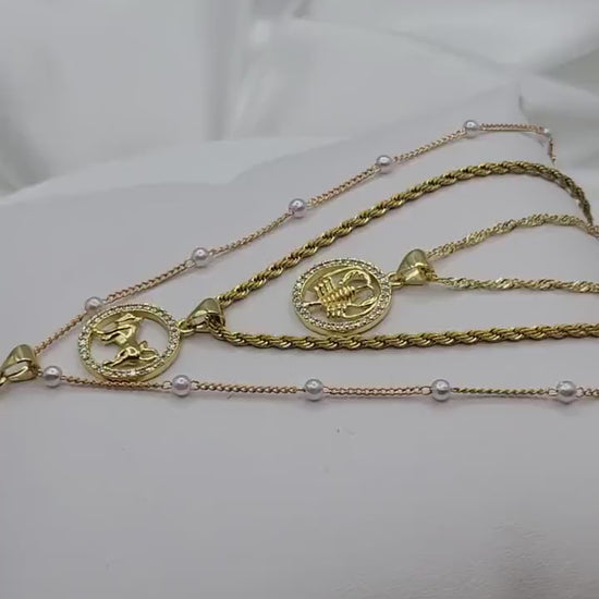 Gold Zodiac Coin Necklace, Leo Necklace, Scorpio  Necklace, Astrology Jewelry, Birthday Gift.