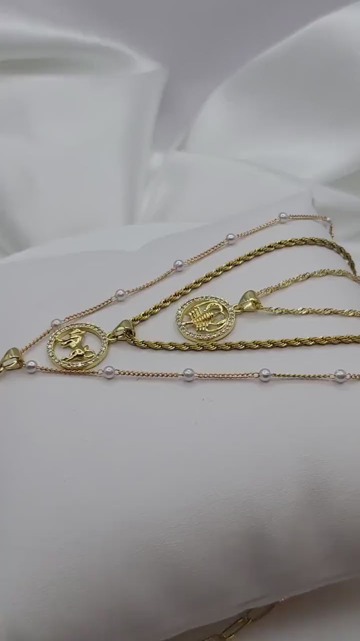 Gold Zodiac Coin Necklace, Leo Necklace, Scorpio  Necklace, Astrology Jewelry, Birthday Gift.