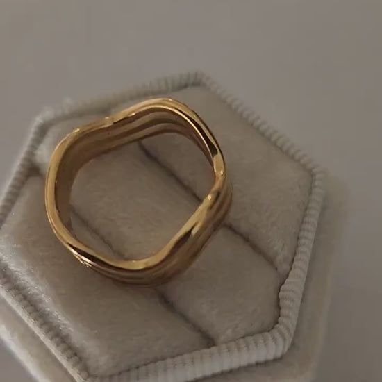 Gold Filled  Triple Band Ring , Waterproof , High Quality, Birthday Gift.