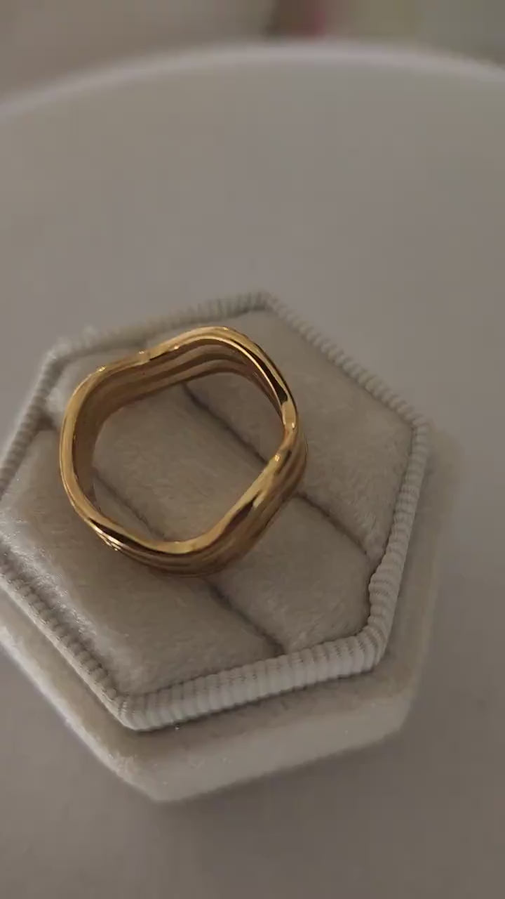 Gold Filled  Triple Band Ring , Waterproof , High Quality, Birthday Gift.