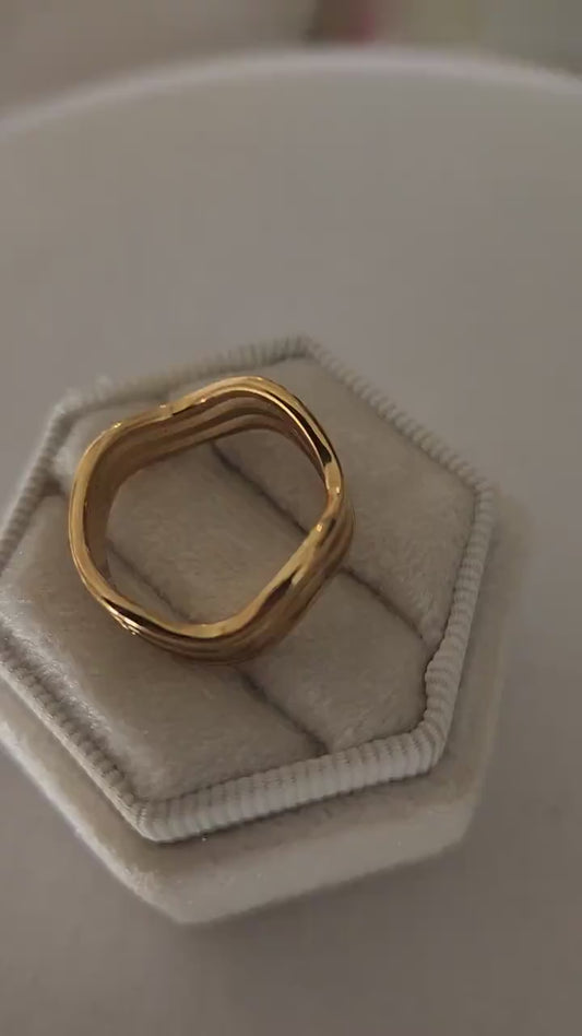 Gold Filled  Triple Band Ring , Waterproof , High Quality, Birthday Gift.