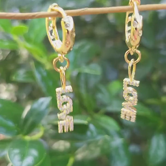 18K Gold Love  Earrings, WATERPROOF,Gift For Her .