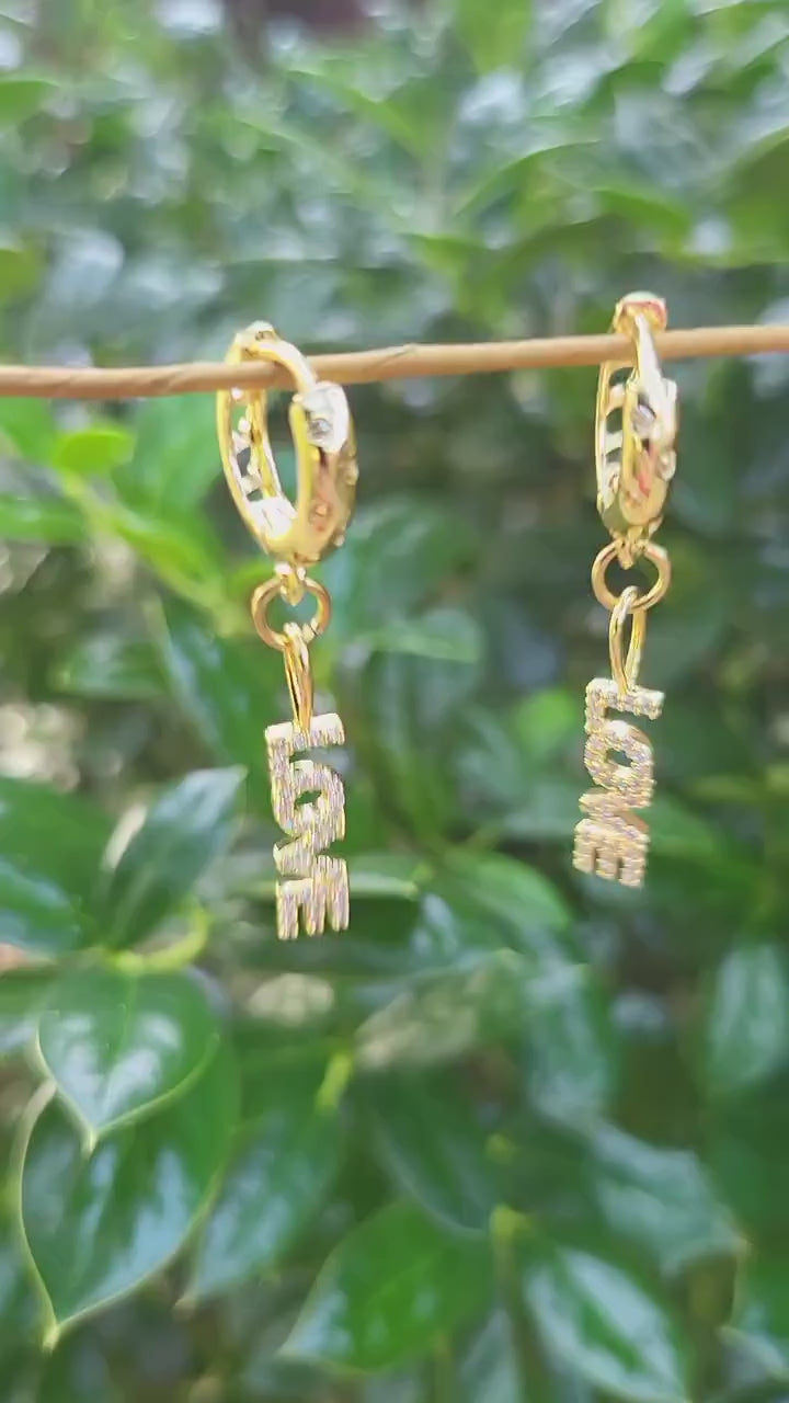 18K Gold Love  Earrings, WATERPROOF,Gift For Her .