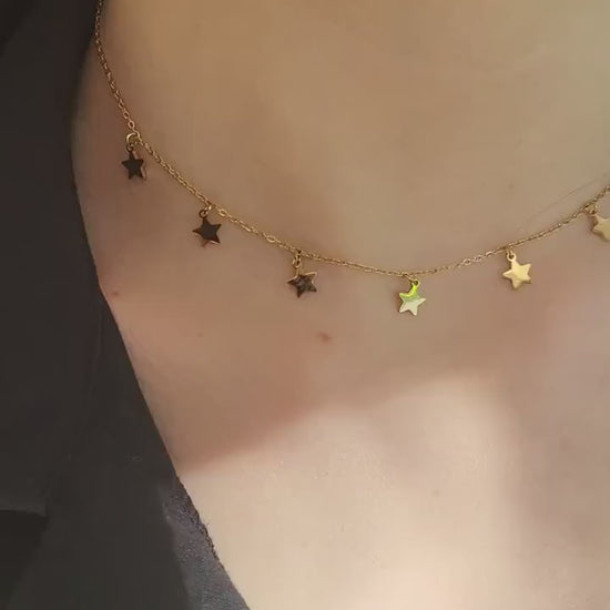 Gold Filled  Star Bead Necklace, WATERPROOF, Star Bracelet, WATERPROOF, Gift For Her.