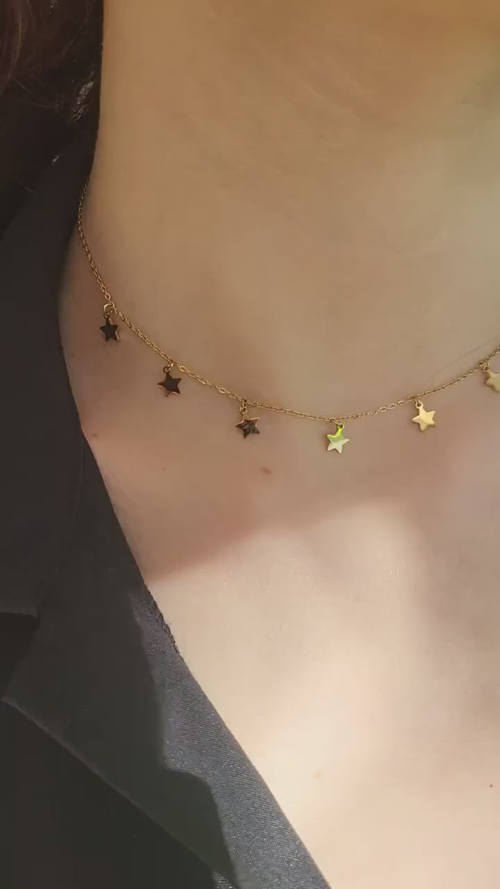 Gold Filled  Star Bead Necklace, WATERPROOF, Star Bracelet, WATERPROOF, Gift For Her.