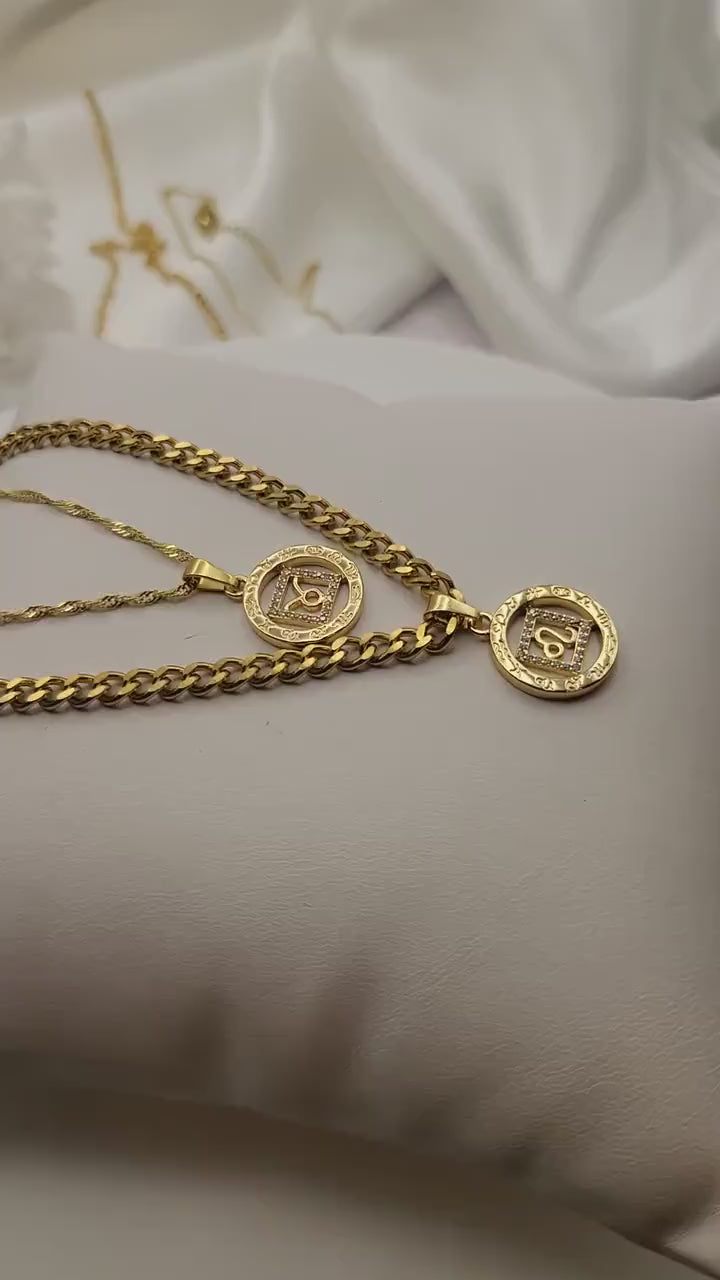 Gold Filled Zodiac Coin Necklace, Add your Birthstone, Leo Necklace, Scorpio  Necklace, Astrology Jewelry, Birthday Gift.