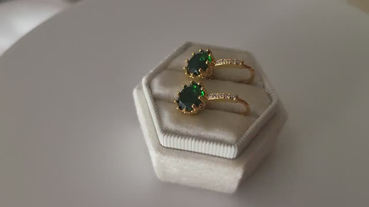 Jade Black -Emerald Green  Earrings, Anniversary Gift.