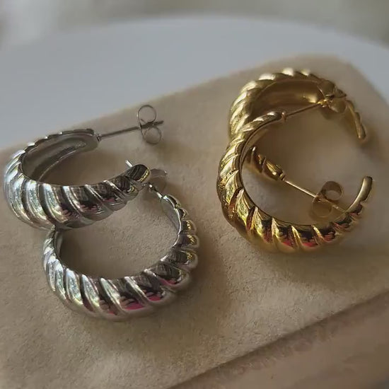 Gold Filled Croissant Earrings , Waterproof , High Quality  Gift.