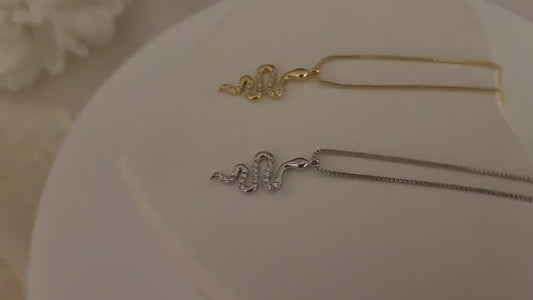 Gold Snake CZ  Earrings ,Snake Pendant Necklace, Anniversary Gift.