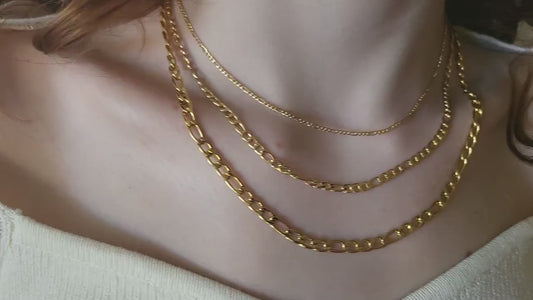 Gold Filled  WATERPROOF 2MM, 4MM,7MM Figaro Chain Necklace ,Custom Bracelet, Gift For Her.