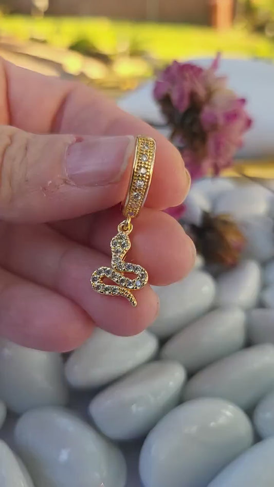 Gold Snake CZ  Earrings ,Snake Pendant Necklace, Anniversary Gift.