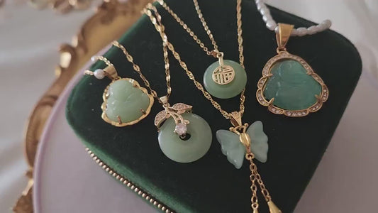 Gold Filled Mint Good Luck Jade Necklace, WATERPROOF Chains, Gift for Her.