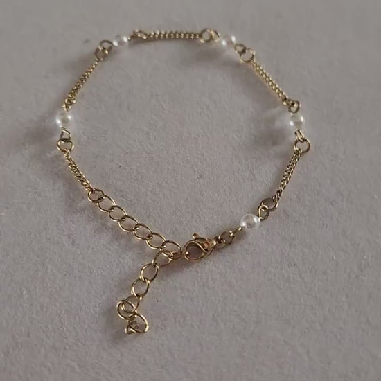 Gold Filled Pearl Bead Necklace, Pearl Bracelet ,Waterproof.