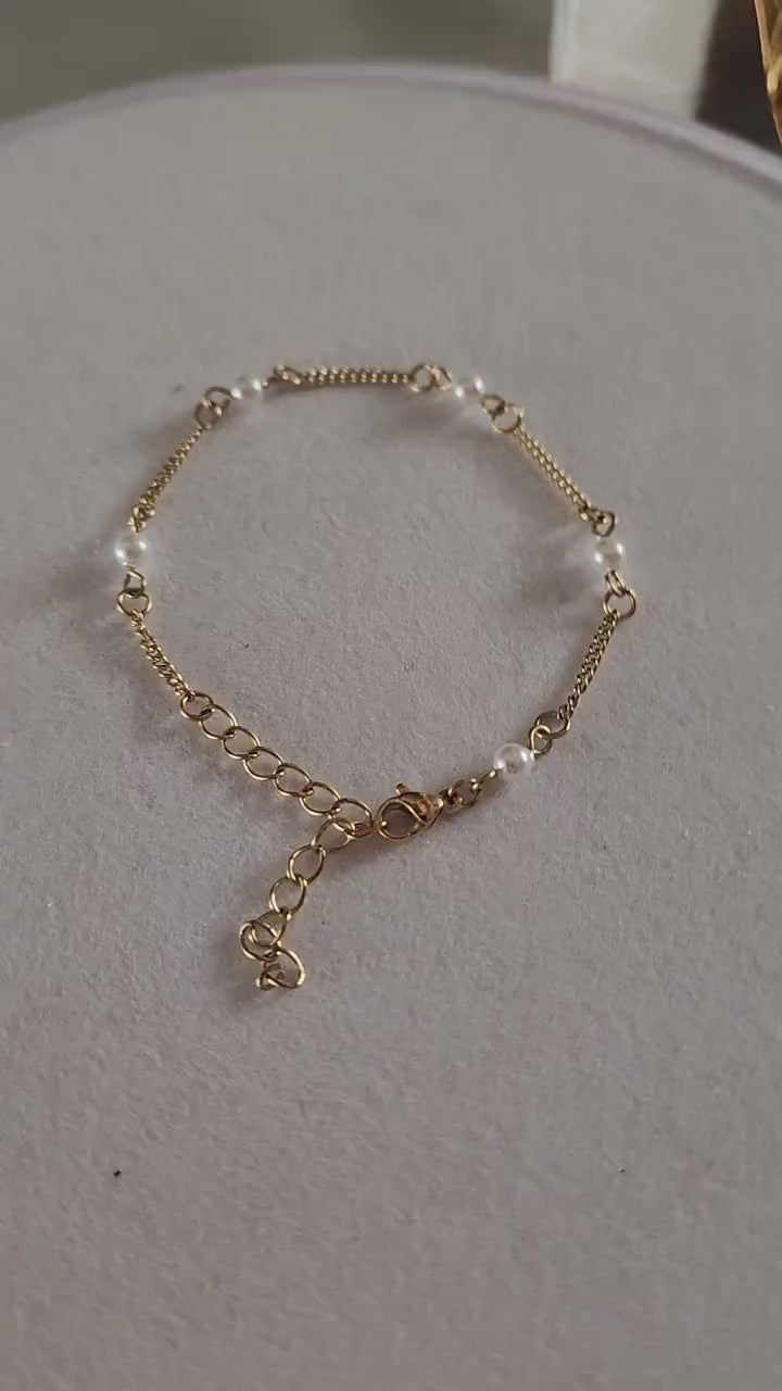 Gold Filled Pearl Bead Necklace, Pearl Bracelet ,Waterproof.