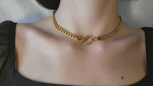 Gold Filled  Non Tarnish Toggle Claps Chain Necklace ,Chunky Bracelet, WATERPROOF.