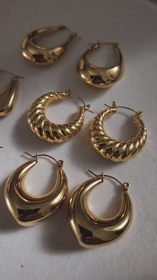 Gold Hoop Earrings , Waterproof , High Quality.